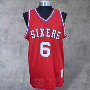 VTG Mitchell &‎ Ness Julius Erving Sixers Jersey NBA Hardwood Classics Red Sz 44